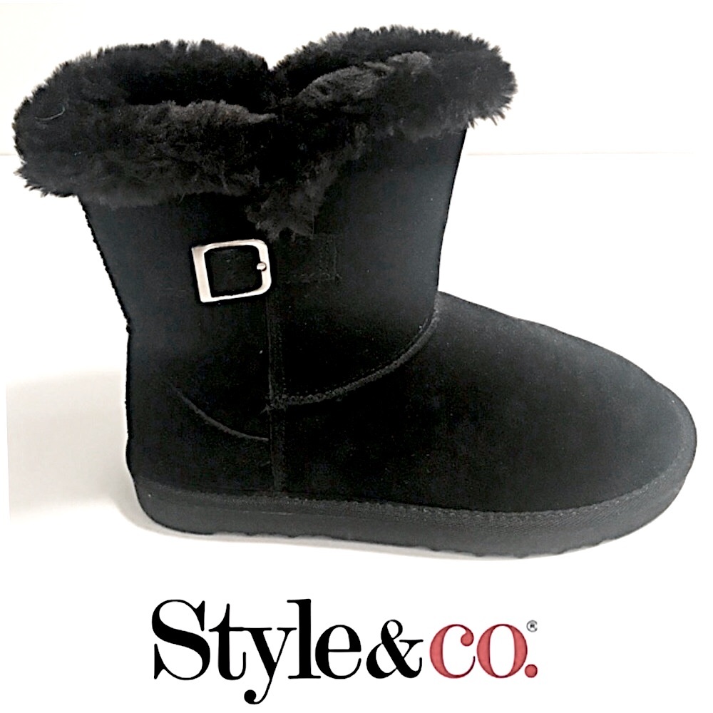 NWOB, Style & Co, BRAND NEW❣️ Black Suede Leather Booties - Picture 2 of 9